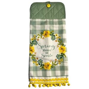 16" x 7" Handmade Spring Hanging Kitchen Towel Home Decor Easter Yellow